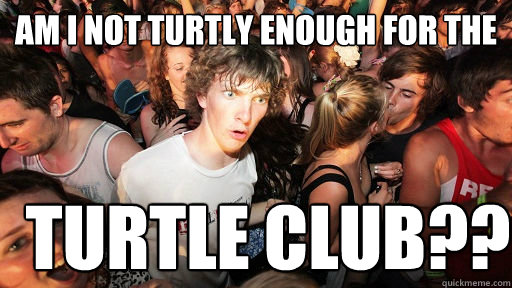 am i not turtly enough for the  turtle club??  Sudden Clarity Clarence