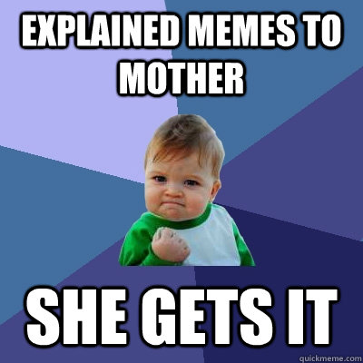 Explained memes to mother She gets it  Success Kid