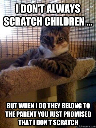 I don't always scratch children ... But when i do they belong to the parent you just promised  that i don't scratch  The Most Interesting Cat in the World