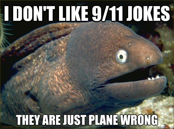 I don't like 9/11 jokes they are just plane wrong - I don't like 9/11 jokes they are just plane wrong  Bad Joke Eel