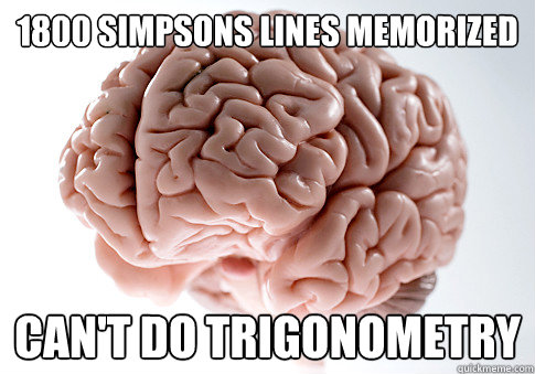 1800 Simpsons lines memorized Can't do Trigonometry  Scumbag Brain