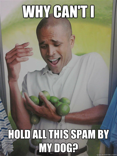 Why can't I hold all this spam by my dog?  Lime Guy