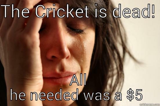 THE CRICKET IS DEAD!  ALL HE NEEDED WAS A $5  First World Problems