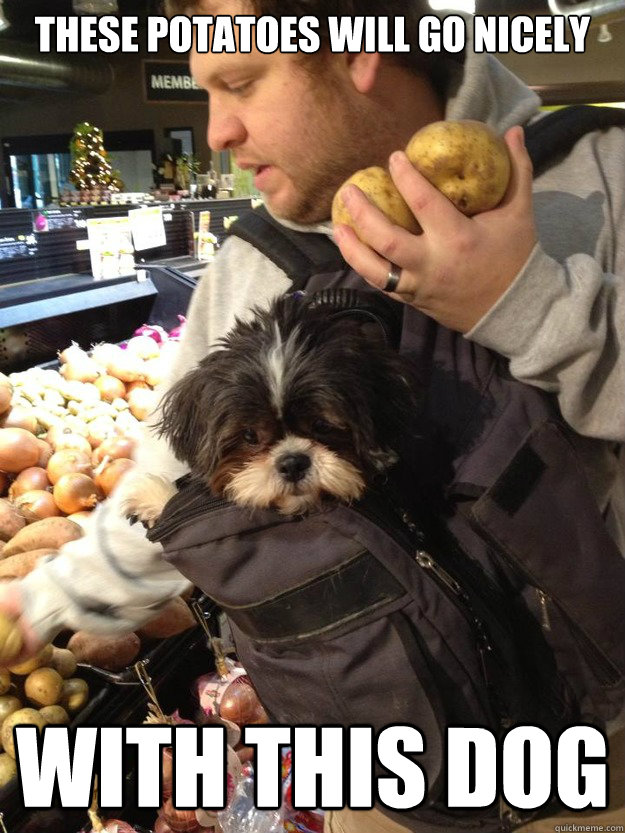 These potatoes will go nicely With this dog  Dog stew