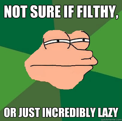 not sure if filthy, or just incredibly lazy  Foul Bachelor Fry