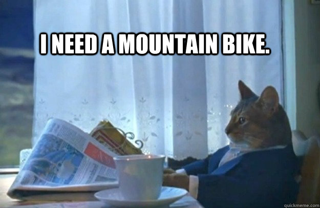 I need a mountain bike.  Sophisticated Cat