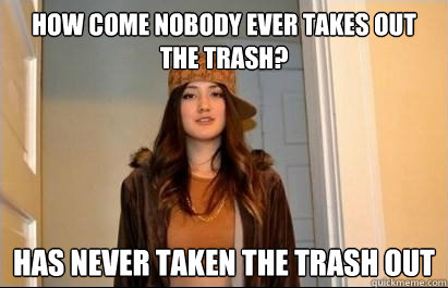 How come nobody ever takes out the trash? Has never taken the trash out  Scumbag Stacy