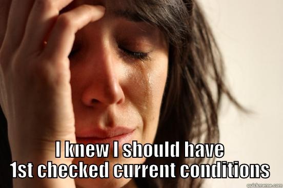  I KNEW I SHOULD HAVE 1ST CHECKED CURRENT CONDITIONS First World Problems