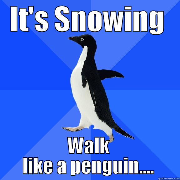 IT'S SNOWING WALK LIKE A PENGUIN.... Socially Awkward Penguin