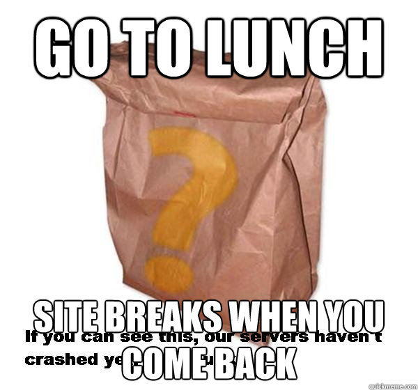 Go to lunch Site breaks when you come back - Go to lunch Site breaks when you come back  bucket o chicken