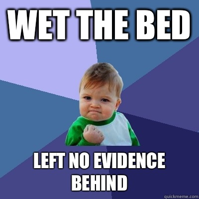 Wet the bed  Left no evidence behind   Success Kid
