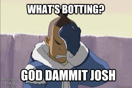 What's botting? God dammit josh  Sokka Facepalm