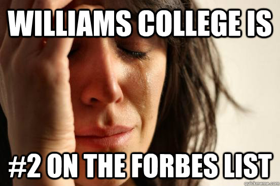 Williams College is #2 on the Forbes list  First World Problems