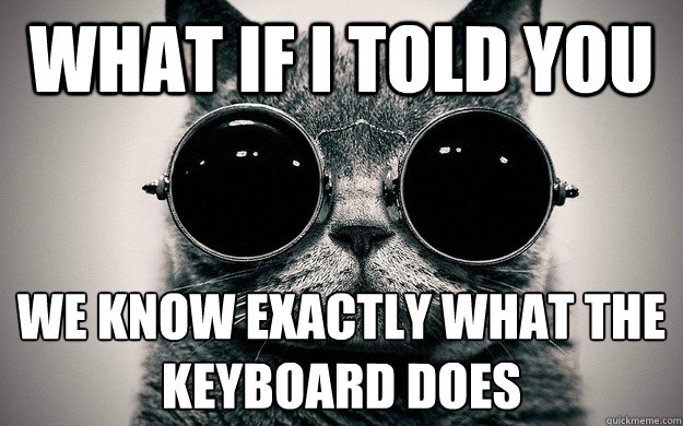 What if I told you we know exactly what the keyboard does  Morpheus Cat Facts