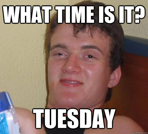 What time is it? tuesday  10 Guy