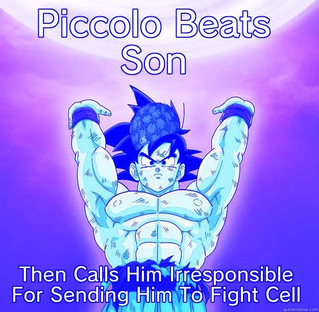 PICCOLO BEATS SON THEN CALLS HIM IRRESPONSIBLE FOR SENDING HIM TO FIGHT CELL Scumbag Goku