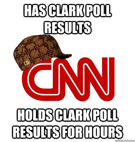 Has Clark Poll Results Holds Clark Poll Results for Hours  scumbag cnn