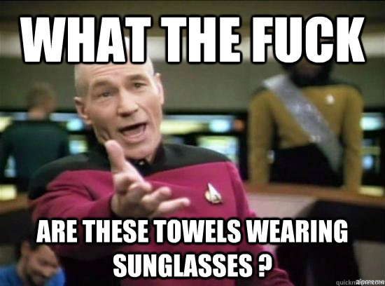 What the fuck are these towels wearing sunglasses ?  Annoyed Picard HD