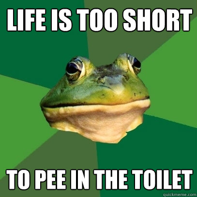 Life is too short to pee in the toilet  Foul Bachelor Frog