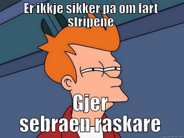 Fry sebra - ER IKKJE SIKKER PÅ OM FART STRIPENE GJER SEBRAEN RASKARE Futurama Fry