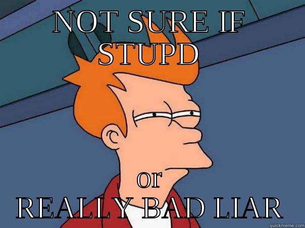 NOT SURE IF STUPD OR REALLY BAD LIAR Futurama Fry