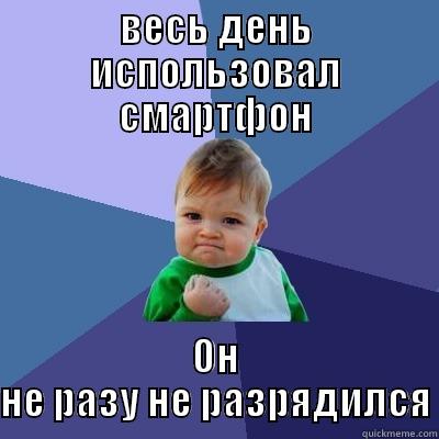 ВЕСЬ ДЕНЬ ИСПОЛЬЗОВАЛ СМАРТФОН ОН НЕ РАЗУ НЕ РАЗРЯДИЛСЯ Success Kid
