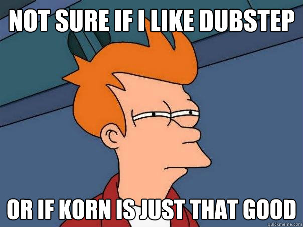 Not sure if I like dubstep or if korn is just that good  Futurama Fry