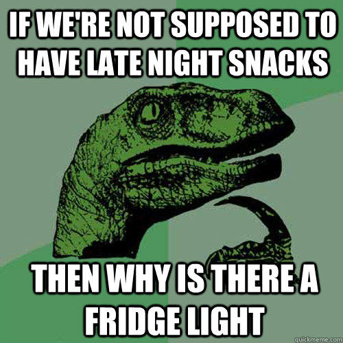 if we're not supposed to have late night snacks then why is there a fridge light  Philosoraptor