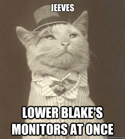 Jeeves lower blake's monitors at once    Aristocat