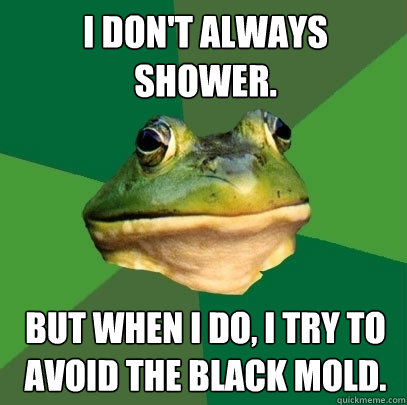 I Don't always shower. But when i do, i try to avoid the black mold.  Foul Bachelor Frog