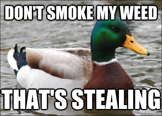 Don't smoke my weed That's stealing  Actual Advice Mallard
