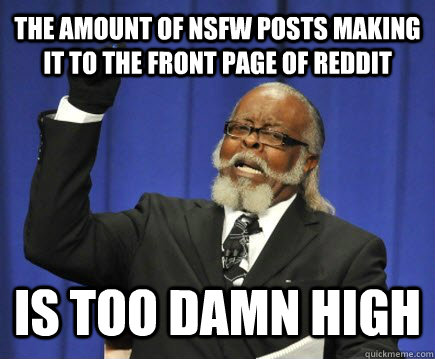 The Amount of Nsfw posts making it to the front page of reddit is too damn high  Too Damn High