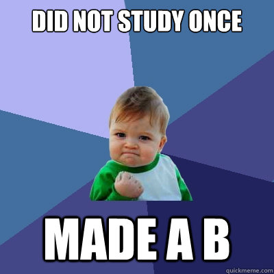 did not study once made a b  Success Kid