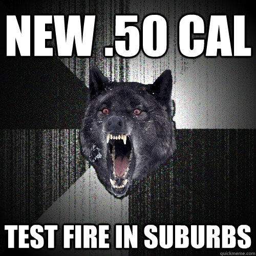 New .50 cal test fire in suburbs  Insanity Wolf