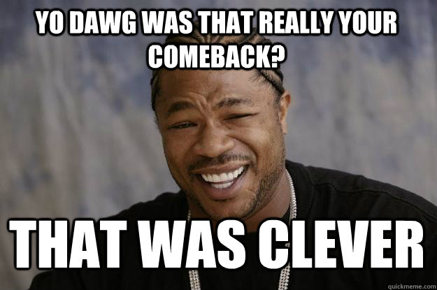YO DAWG WAS that really your comeback? THAT was clever  Xzibit meme