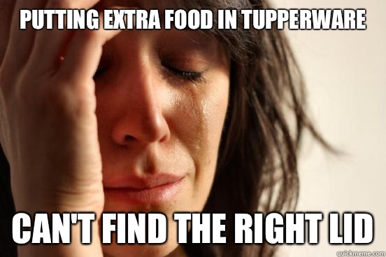 Putting extra food in Tupperware Can't find the right lid  First World Problems