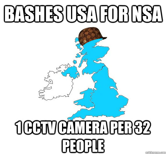 bashes USA for NSA 1 CCTV camera per 32 people - bashes USA for NSA 1 CCTV camera per 32 people  Scumbag UK