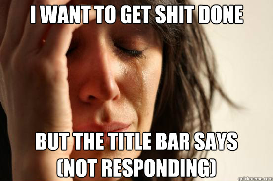 I want to get shit done But the title bar says
(Not Responding)  First World Problems