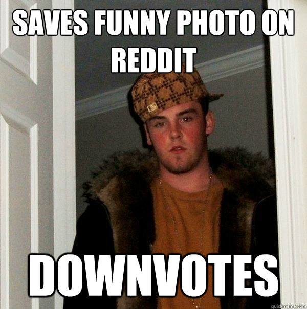 Saves funny photo on reddit downvotes  Scumbag Steve