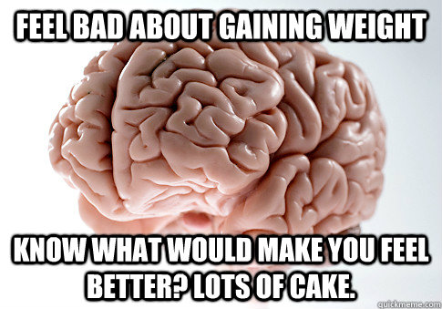 Feel bad about gaining weight Know what would make you feel better? Lots of Cake.  Scumbag Brain