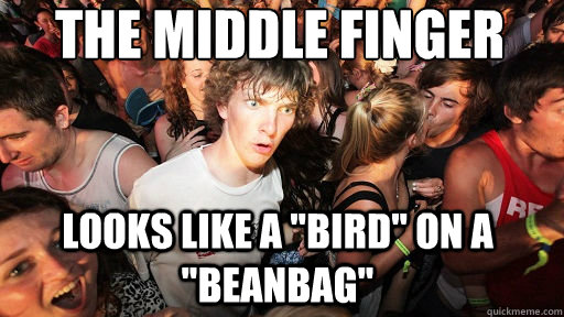 the middle finger looks like a 