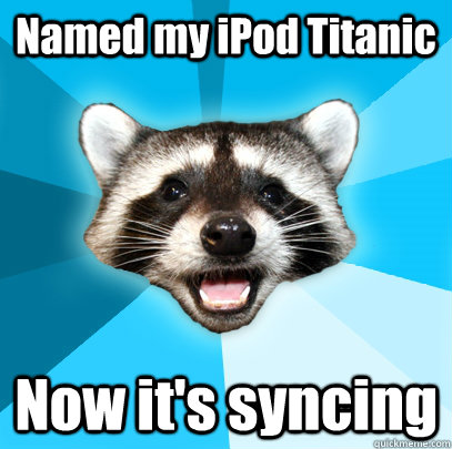 Named my iPod Titanic Now it's syncing  Lame Pun Coon