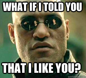 what if i told you that i like you?  Matrix Morpheus