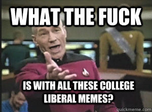What the fuck Is with all these college liberal memes?  Annoyed Picard