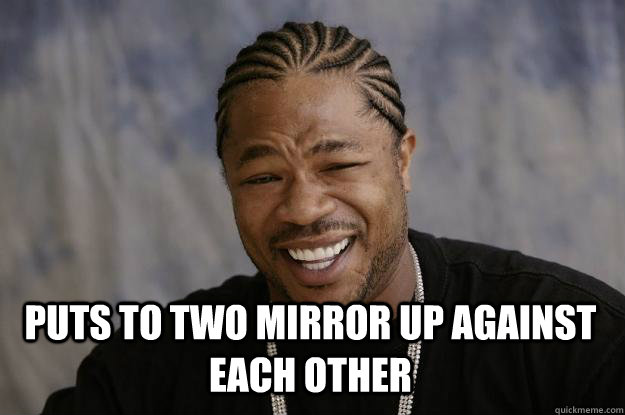  puts to two mirror up against each other  Xzibit meme