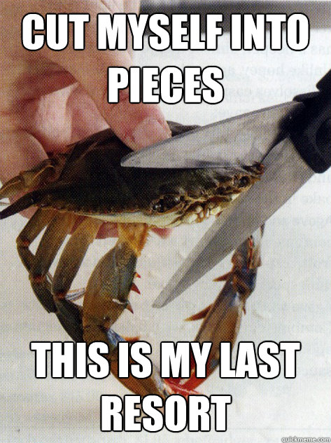 CUT MYSELF INTO PIECES THIS IS MY LAST RESORT  Optimistic Crab