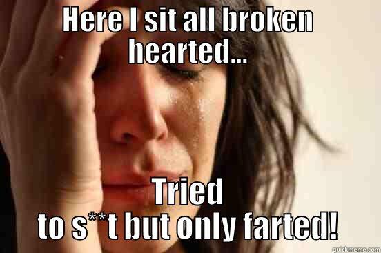 HERE I SIT ALL BROKEN HEARTED... TRIED TO S**T BUT ONLY FARTED! First World Problems