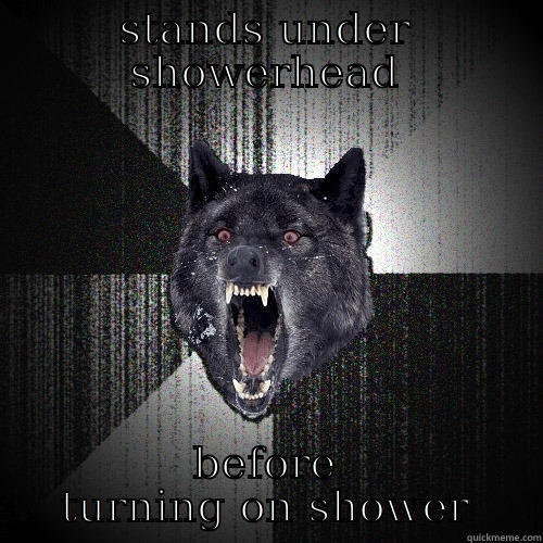 STANDS UNDER SHOWERHEAD BEFORE TURNING ON SHOWER Insanity Wolf