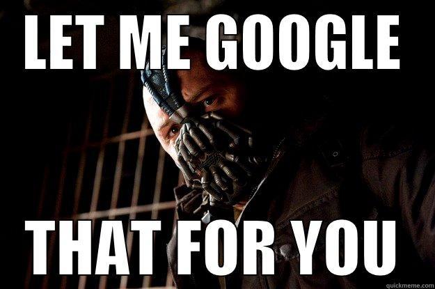 Google is your friend - LET ME GOOGLE THAT FOR YOU Angry Bane