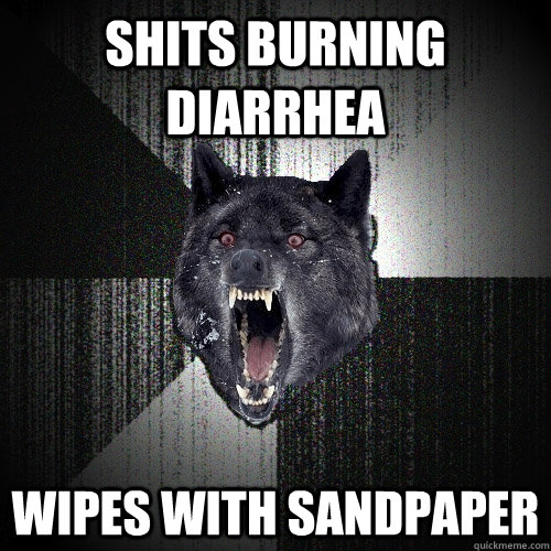 Shits burning diarrhea  Wipes with sandpaper  Insanity Wolf